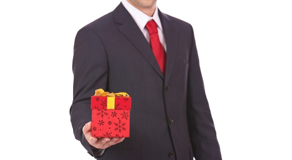 business man with gift present